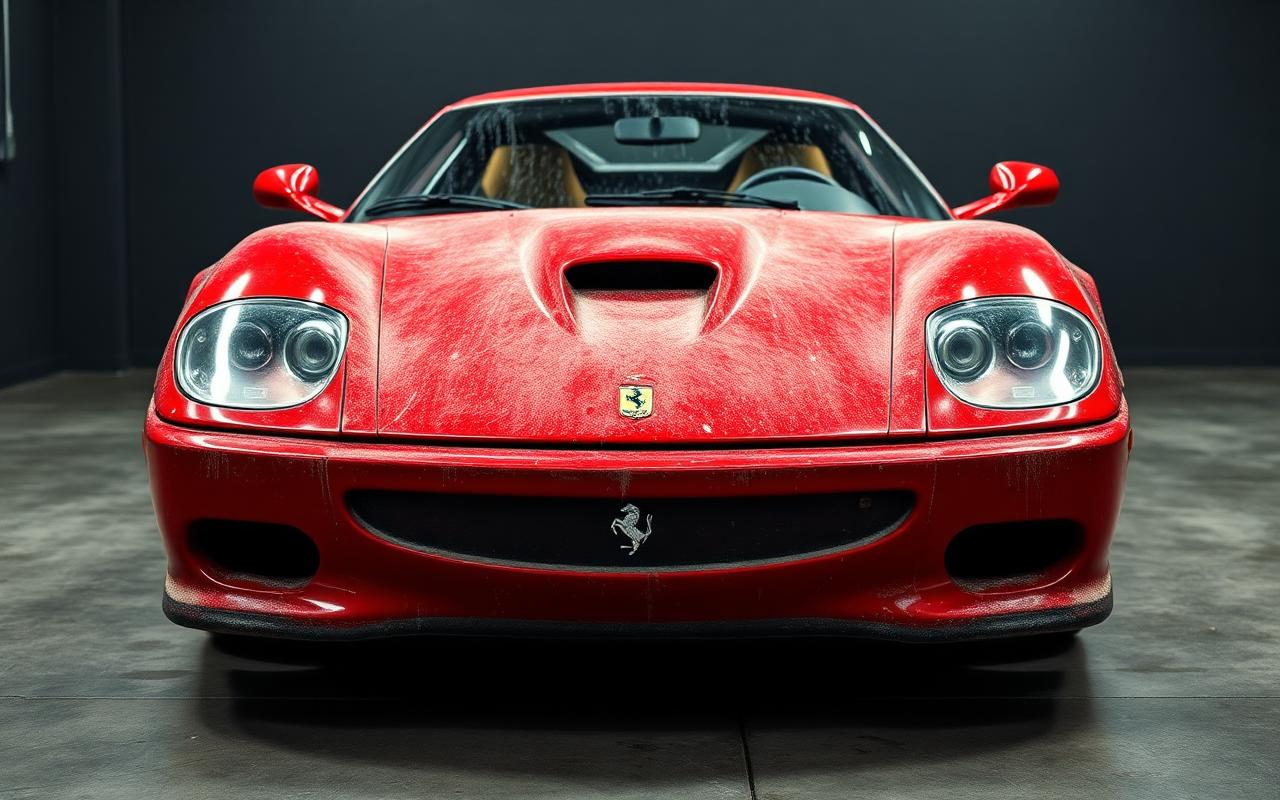 Vorher — Lack Politur — Ferrari Rosso